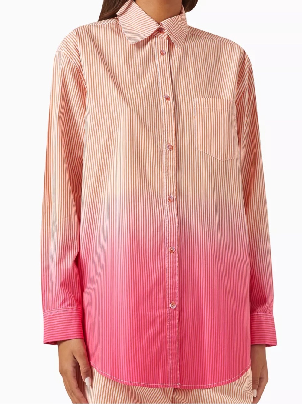 Solid & Striped XS Orange Pink Ombré Striped Button Down Shirt 100% Cotton